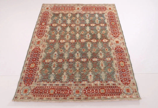 158 x 188 cm | Mamluk Afghan Tribal Hand Knotted Veg Dye Wool Carpet