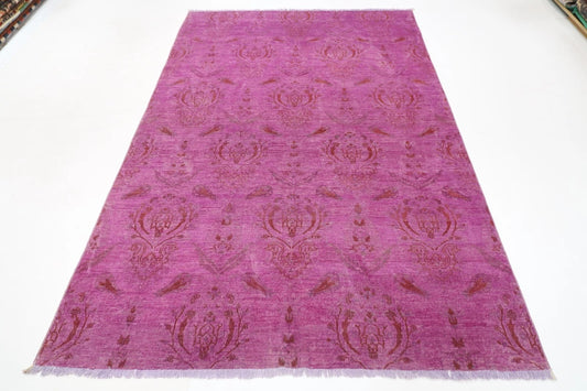 177 x 257 cm | Gabbeh Purple Afghan Tribal Hand Knotted Veg Overdye  Wool Carpet