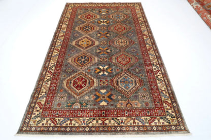 181 x 271 cm |  Kazak Gray Afghan Tribal Hand Knotted Veg Dye Wool carpet
