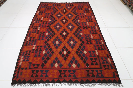 176 x 252 cm | Flat Weaved Afghan Tribal Hand Knotted Veg Dye Wool Carpet
