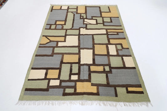 153 x 205 cm | Flat Weave Afghan Tribal Hand Knotted Veg Dye Wool Kilim