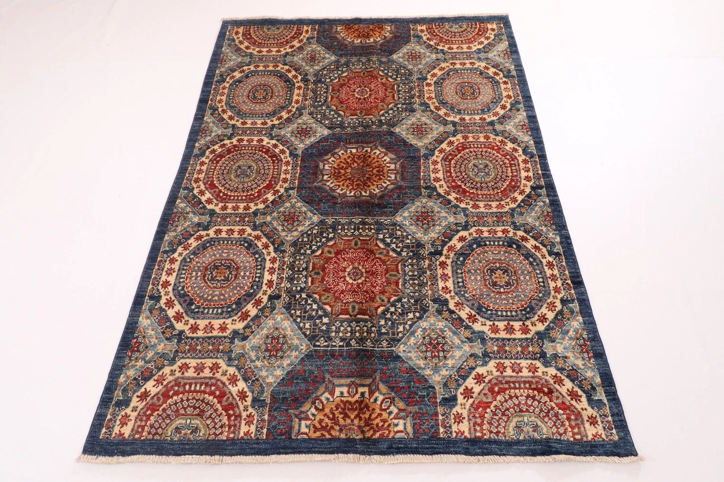 145 x 197 cm | Mamluk Afghan Tribal Hand Knotted Veg Dye Wool Carpet
