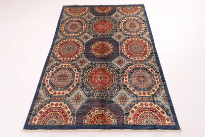 145 x 197 cm | Mamluk Afghan Tribal Hand Knotted Veg Dye Wool Carpet
