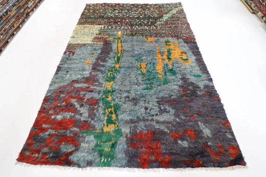 194 x 284 cm | Abstract Long Pile Afghan Tribal Hand Knotted Carpet