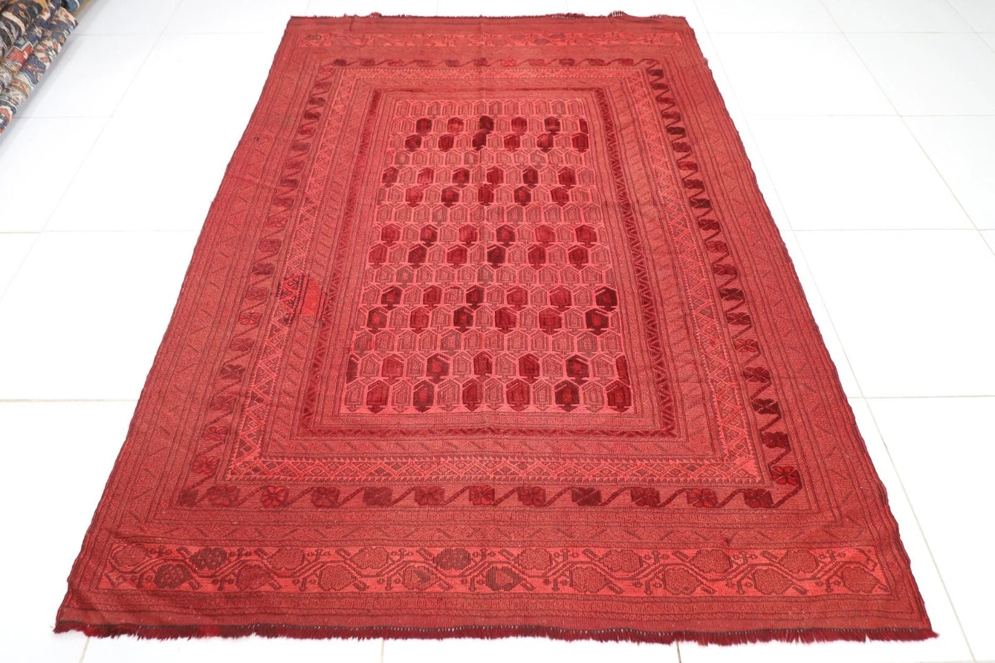 185 x 246 cm | Over Dye Afghan Tribal Hand Knotted Veg Dye Wool Carpet