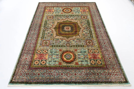175 x 228 cm | Mamluk Afghan Tribal Hand Knotted Veg Dye Wool Carpet