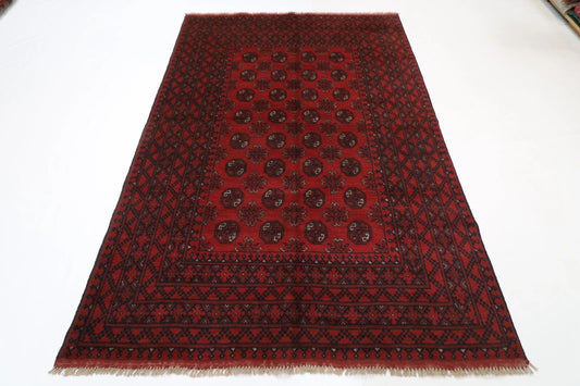 156 x 238 cm | Akja Bokhara Afghan Tribal Hand Knotted Veg Dye Wool Carpet