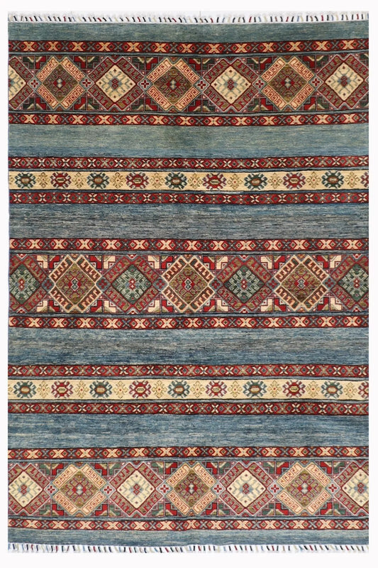 170 x 250 cm | Khorjun Afghan Tribal Hand Knotted Veg Dye Wool Carpet
