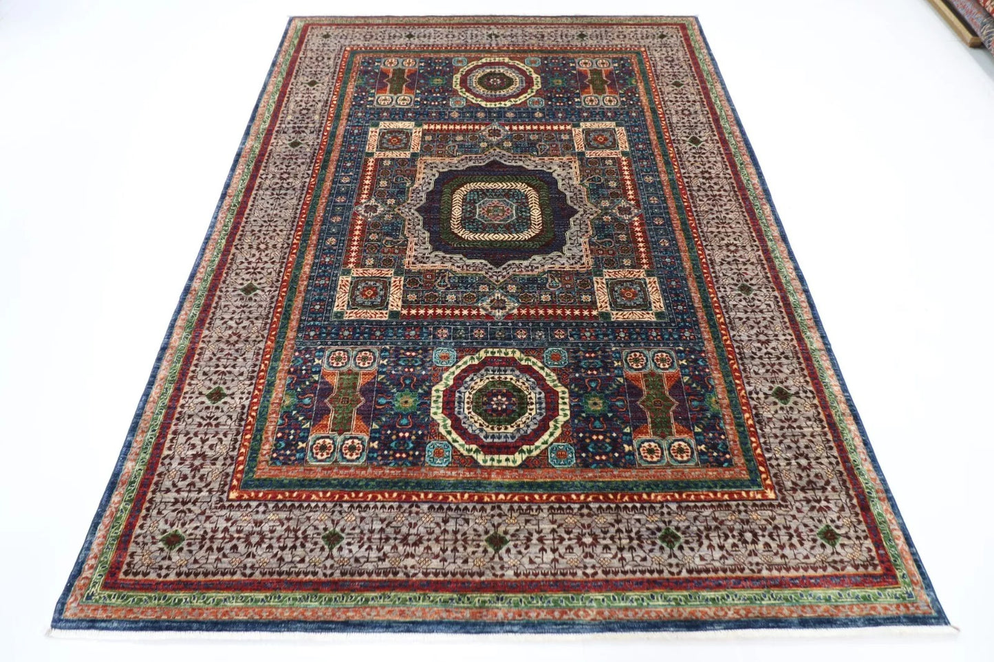 175 x 242 cm | Mamluk Afghan Tribal Hand Knotted Veg Dye Wool Carpet