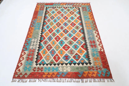 155 x 202 cm | Kilim Afghan Tribal Hand Knotted Veg Dye Wool carpet