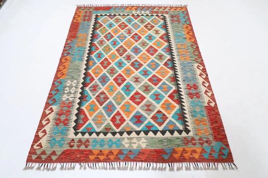 155 x 202 cm | Kilim Afghan Tribal Hand Knotted Veg Dye Wool carpet