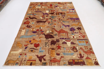189 x 271 cm | Landscape Gabbeh Animal Afghan Tribal Hand Knotted Veg Dye Wool Carpet