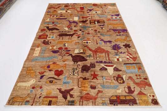 189 x 271 cm | Landscape Gabbeh Animal Afghan Tribal Hand Knotted Veg Dye Wool Carpet