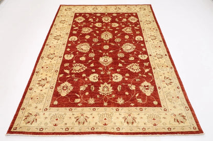 172 x 234 cm | Floral Afghan Tribal Hand Knotted Veg Dye Wool Carpet