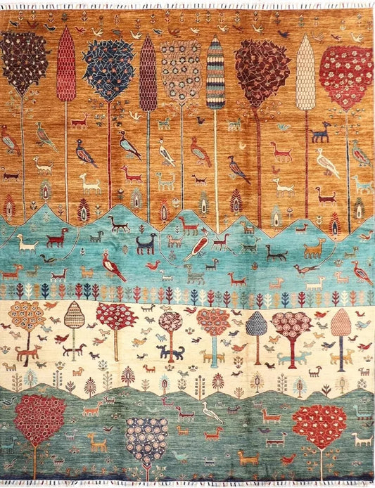 257 x 304 cm | Landscape Afghan Tribal Hand Knotted Carpet