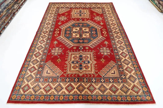 206 x 283 cm | Kazak Afghan Tribal Hand Knotted Carpet