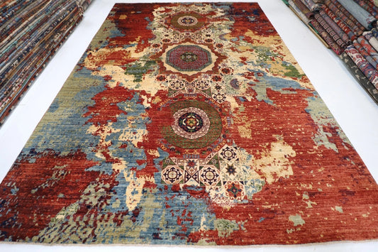 307 x 435 cm | Abstract Mamluk Afghan Hand Knotted Carpet