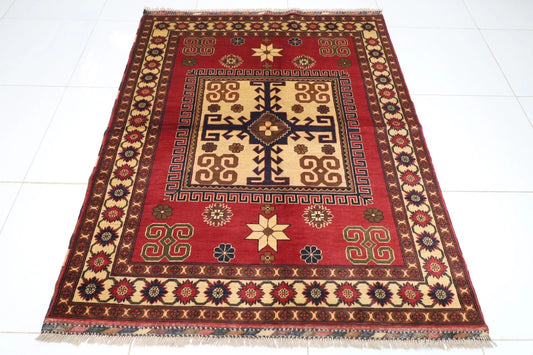 156 x 195 cm | Tribal Hand Knotted Veg Dye Wool Carpet